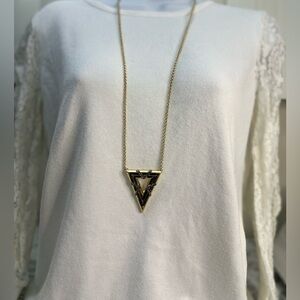 House of Harlow Clear Rhinestone Gold Triangle Necklace